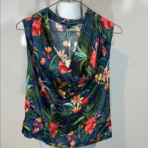 Small SHORE Floral drape tank NEW Sleeveless Top - Multicolor tropical rayonVisc